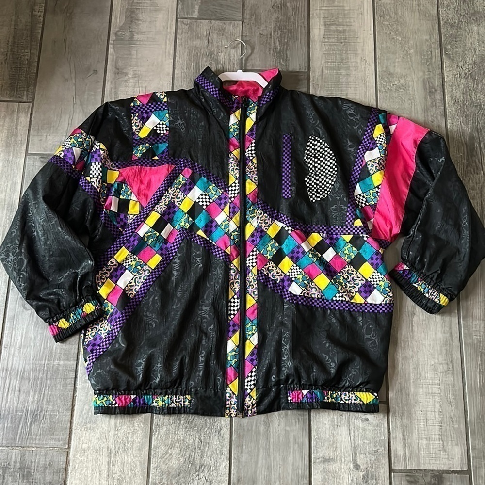 Lady Lavon 80s Retro Swishy Track Trap Jacket Windbreaker Athletic 1X women’s